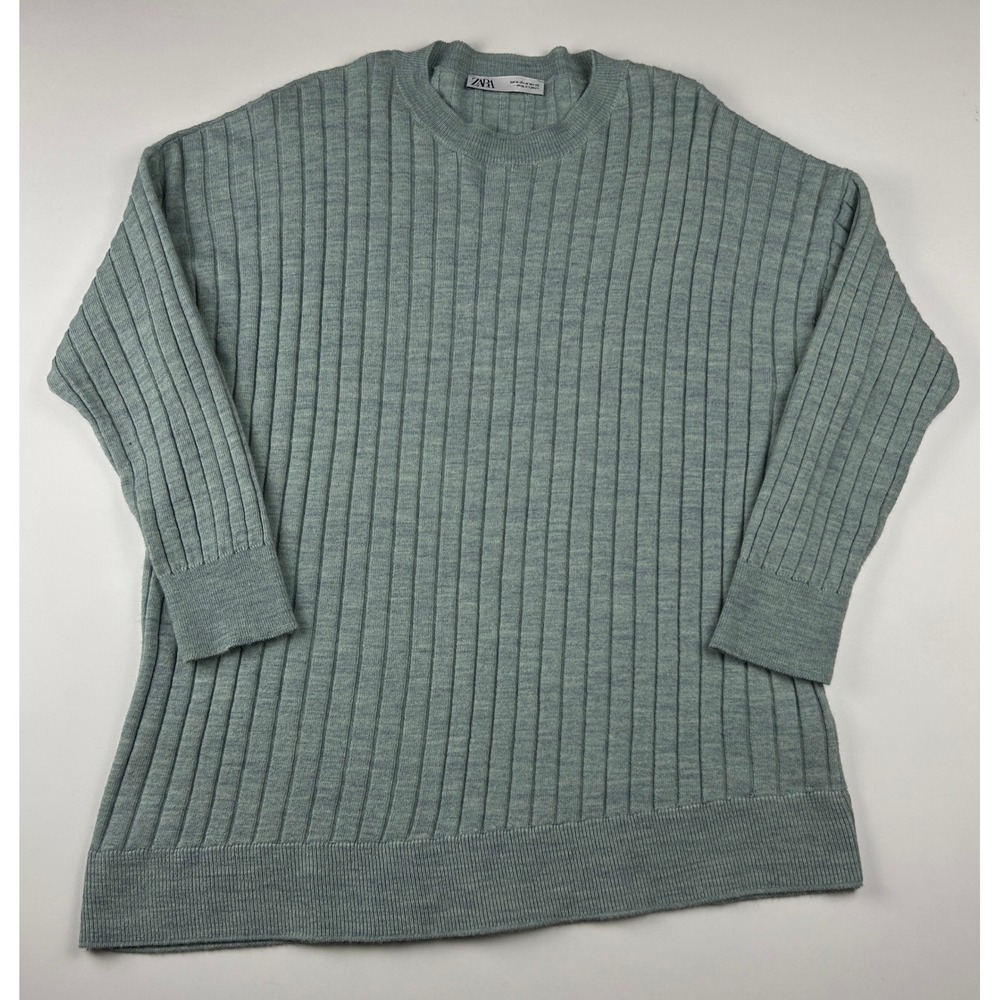 Zara Women's Asymmetric Hem Oversized Ribbed Knit Sweater Size Mβ